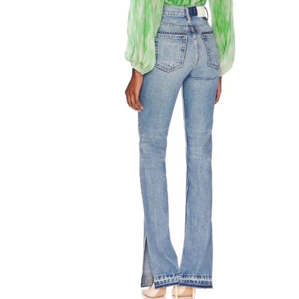 EB Denim womens Unraveled Two Jean size 23 Luca Button Fly Ankle Slit 33" inseam - Picture 3 of 8